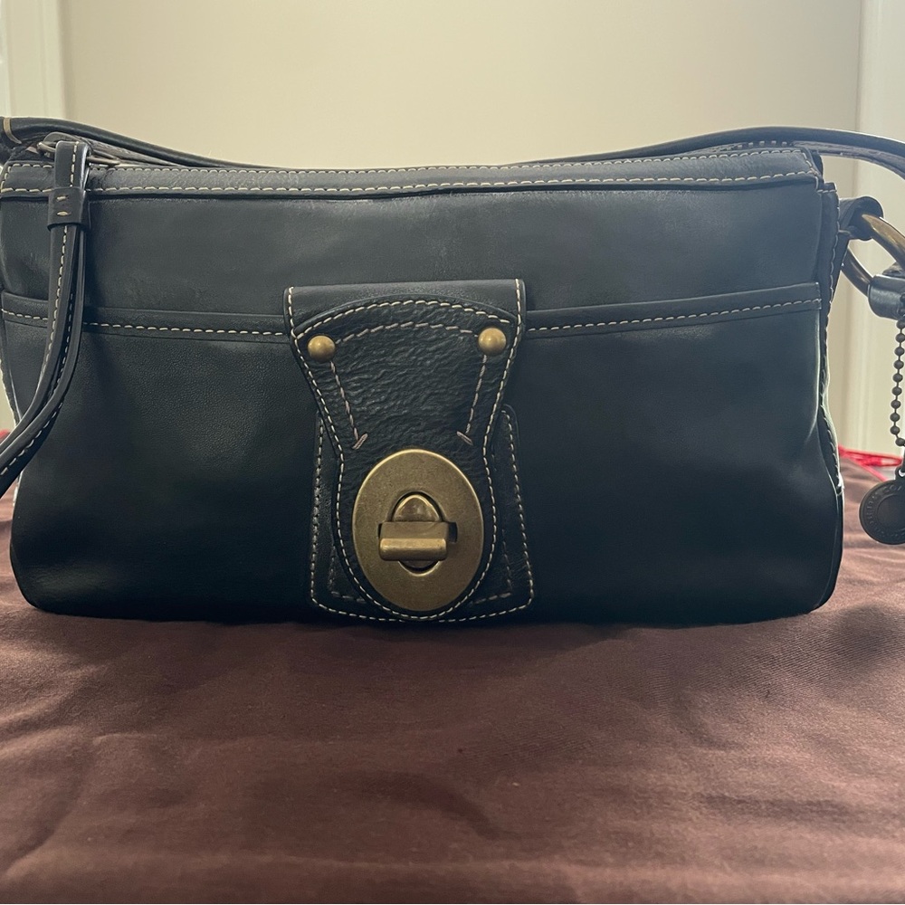 Vintage Coach Legacy Black Leather Shoulder Bag
